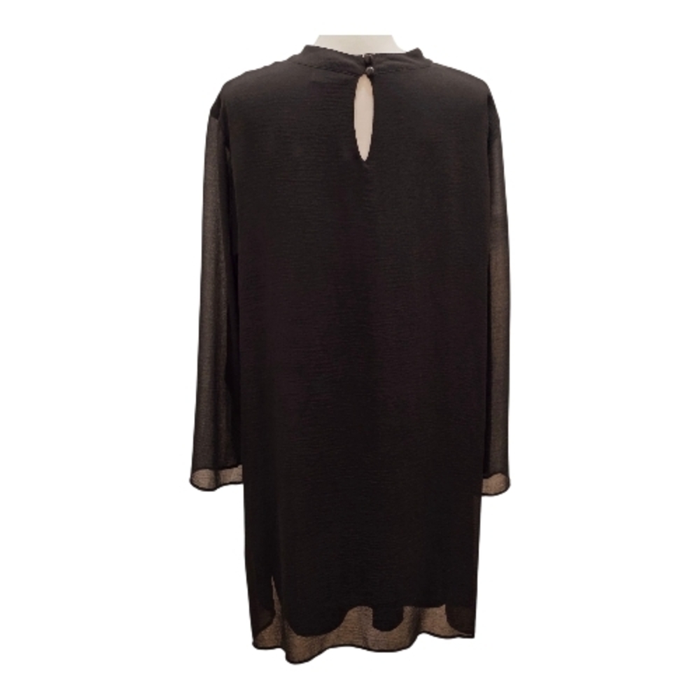 Tacera Elegant Black Long Sleeve Dress, Woman 2X - Picture 3 of 9